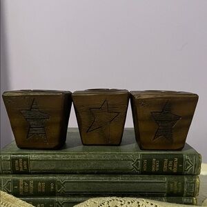 Rustic Brown Star wooden Candle Holders